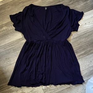 SHEIN Deep Blue Ruffle Sleeve Blouse